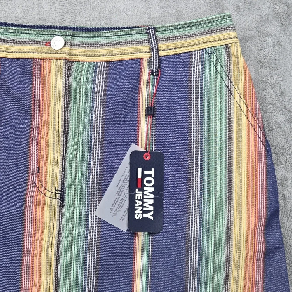 Tommy Jeans Striped Road Trip Women's Denim Mini Skirt Size 30 NWT Y2K